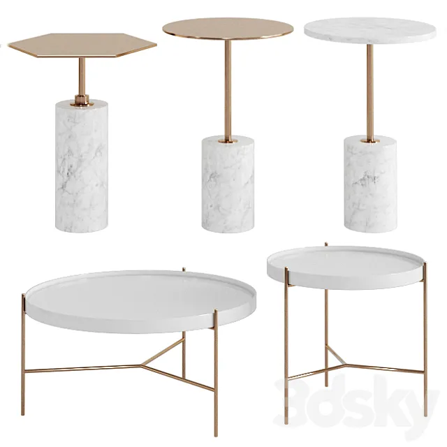 side & coffee tables set 3D Model