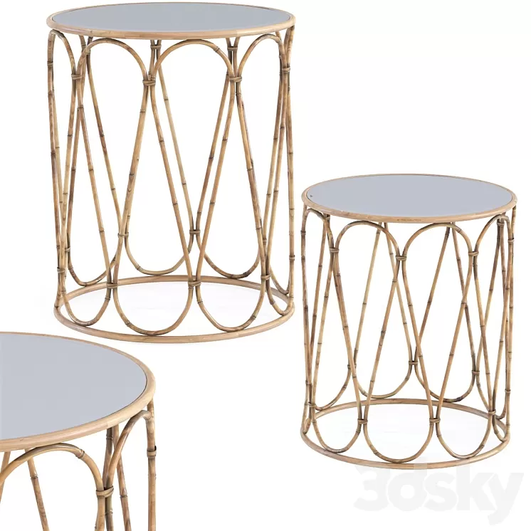 Side Table Bamboo Loop (2Set) 3D Model