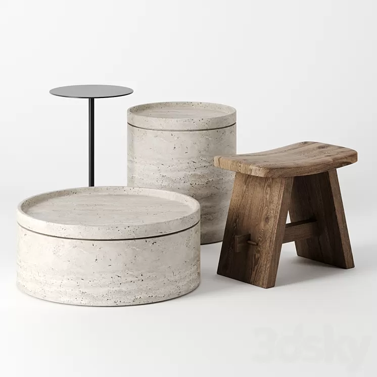Side tables set 3D Model