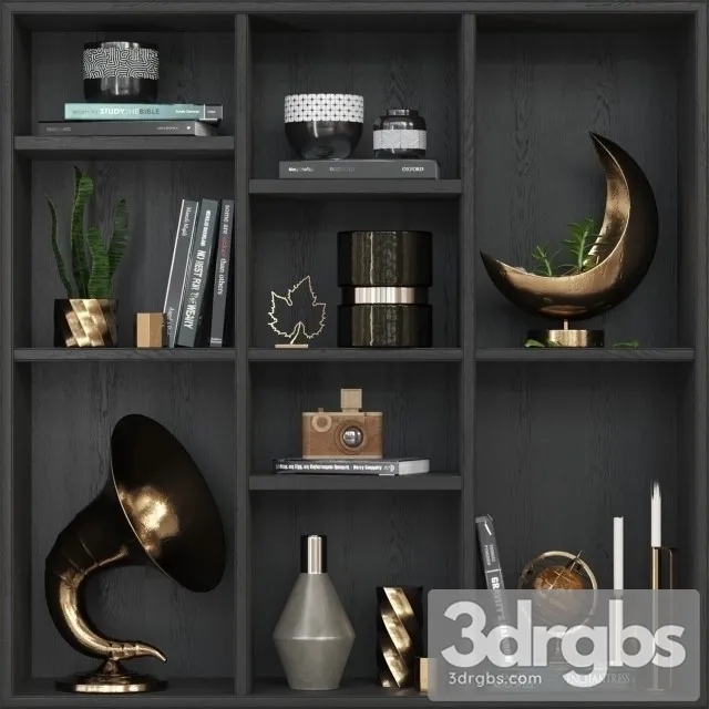 Sideboard Decor Gold 3D Model Free