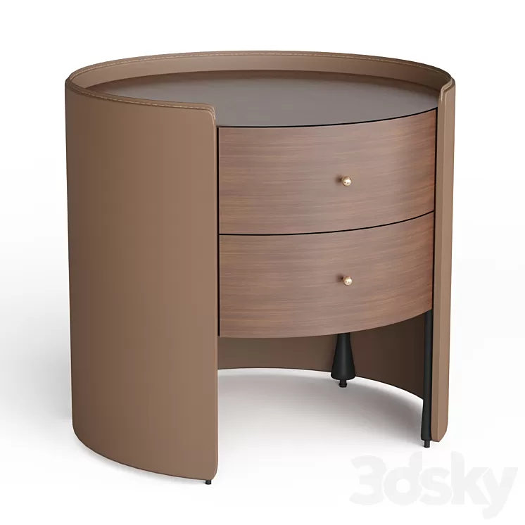 Sideboard in walnut and leather Firmo 3D Model