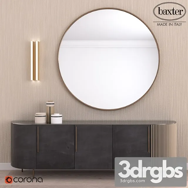 Sideboard plissé low cabinet and set decor by baxter 2 3D Model Free