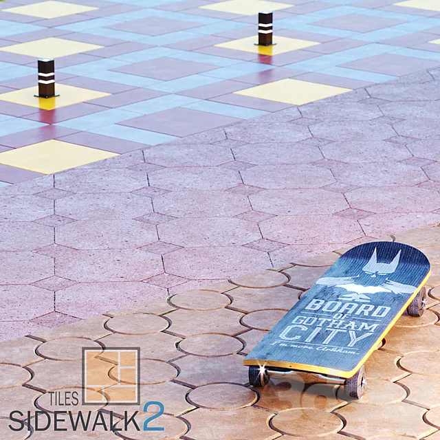 Sidewalk Tiles 2 _ Paving Tiles 2 3D Model