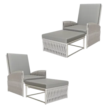 Sifas - Set recliner adjustable & pouf 3D Model