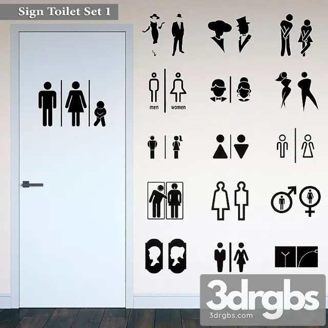 Sign toilet set 1 3D Model Free