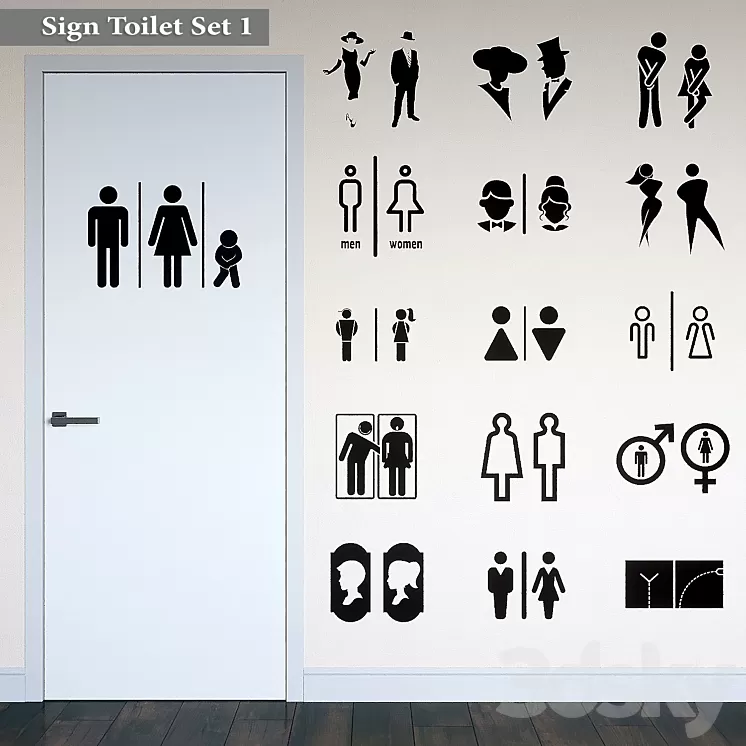 Sign Toilet Set 1 3D Model