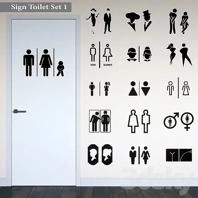 Sign Toilet Set 1 3DModel