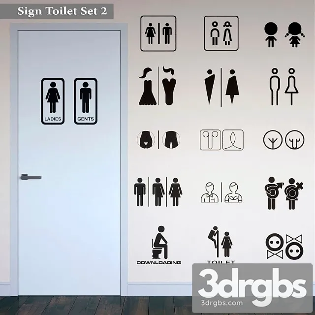 Sign toilet set 2 3D Model Free