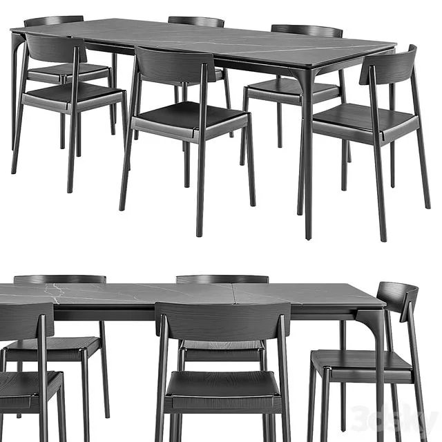 Silhouette table + Scandia chair 3D Model