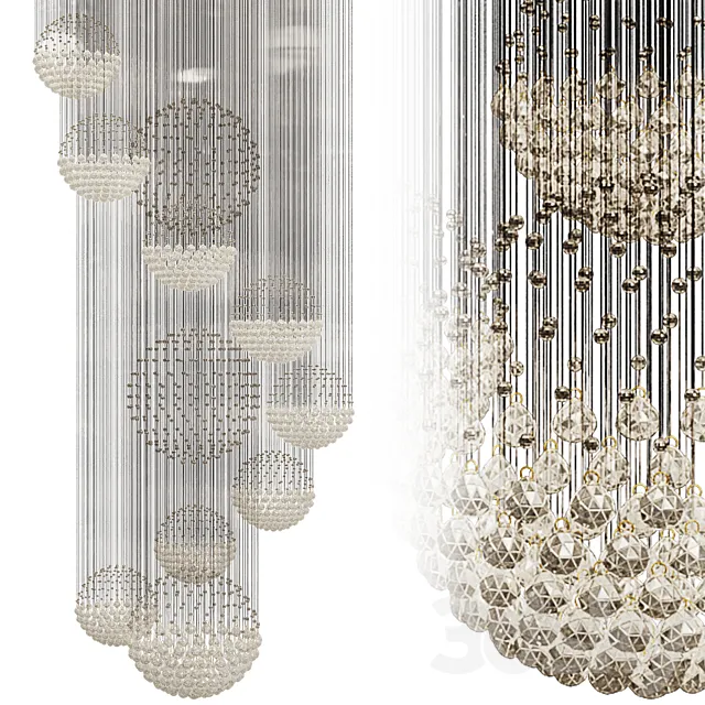 Siljoy Spiral Crystal Chandelier Solar Shape 3D Model