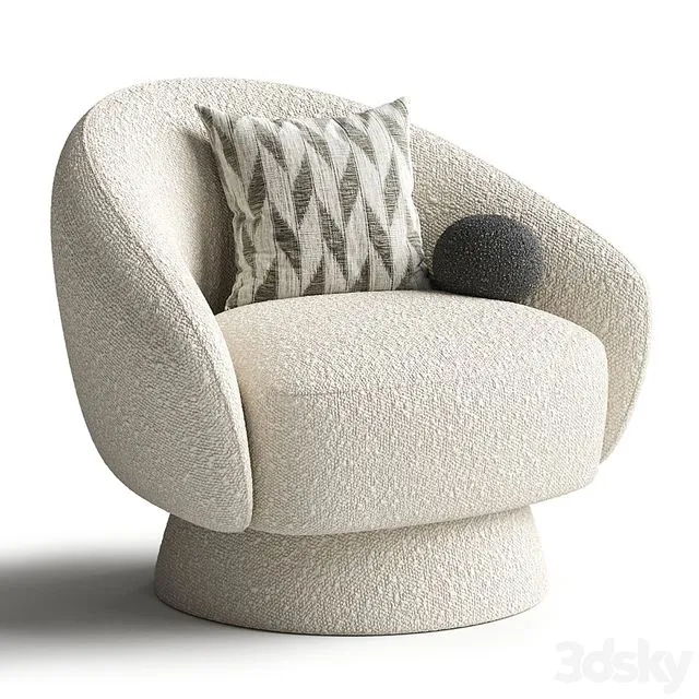 Sillon en tejido boucle Ted 3D Model