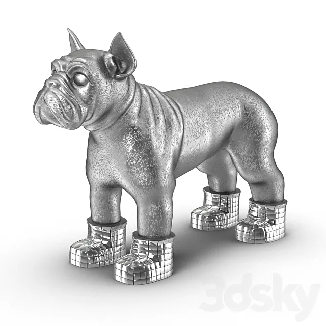 Silver French Bulldog 3DModel