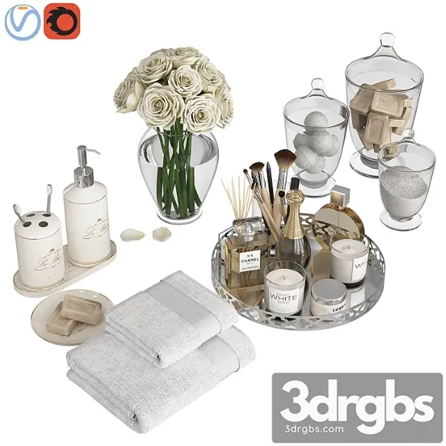 Silver Gold Bathroom Decor 3D Model Free