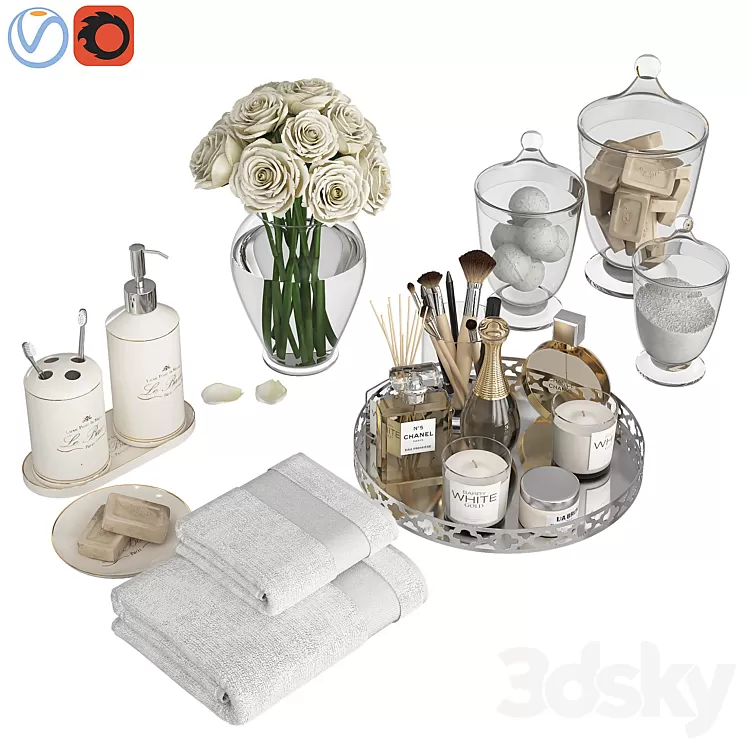 Silver Gold Bathroom Decor 3D Model