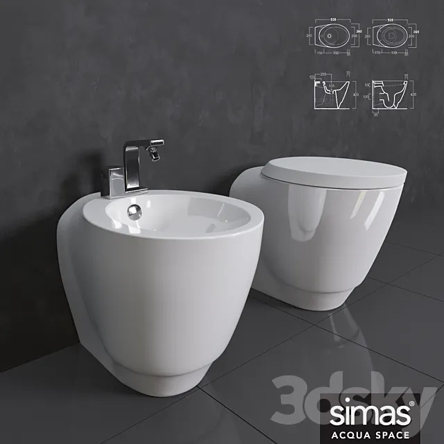 Simas bidet and toilet Bohémien 3DModel