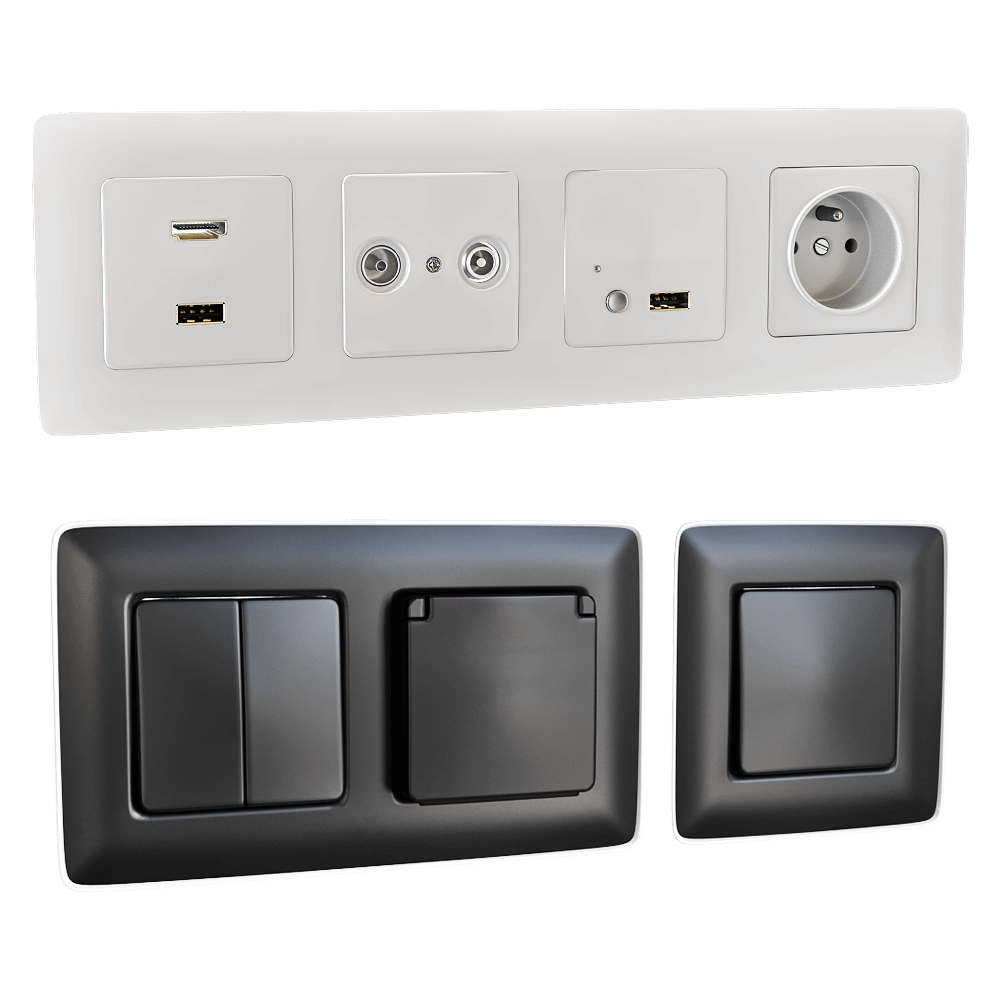 Simon  - Sockets and switches Simon 82/2 Detail 3D Model