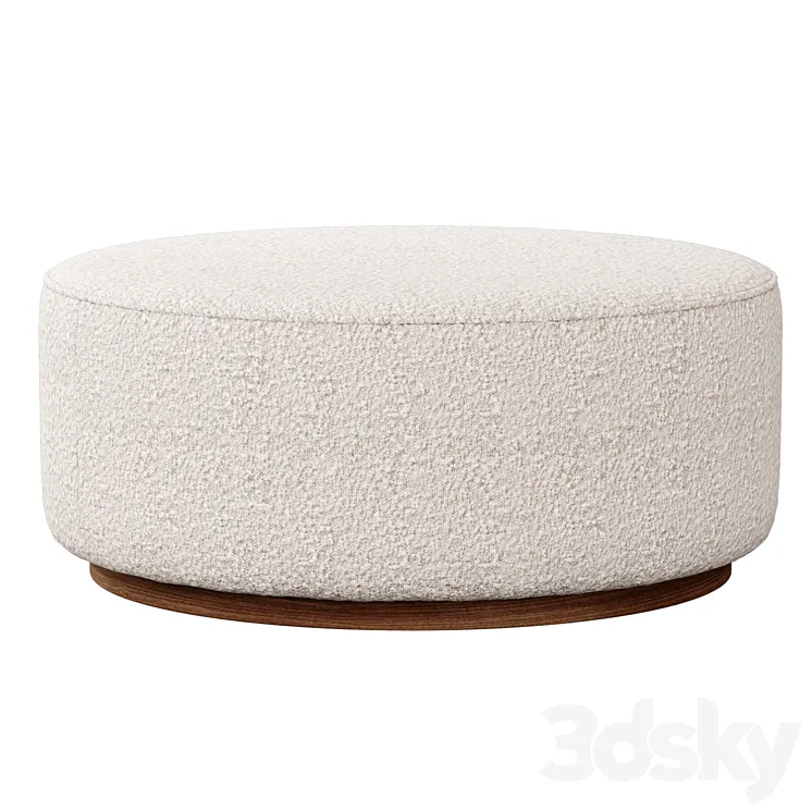 Sinclair Large Round Boucle Ottoman Whistler Oyster Suede by Four Hands 3D Model Free