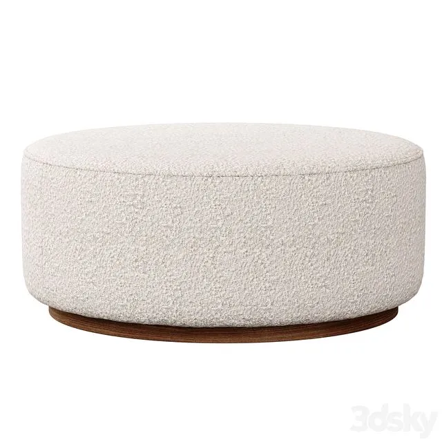 Sinclair Large Round Boucle Ottoman Whistler Oyster Suede by Four Hands 3D Model