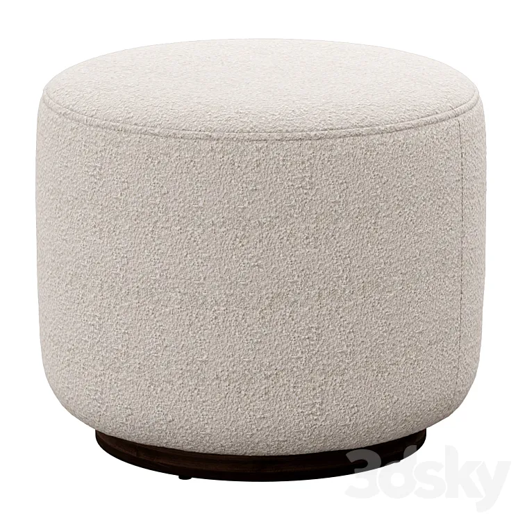 Sinclair Round Boucle Ottoman Whistler Oyster Suede by Four Hands 3D Model Free