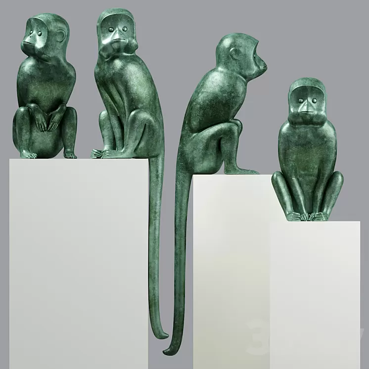 Singes II Lalanne Monkeys 3D Model