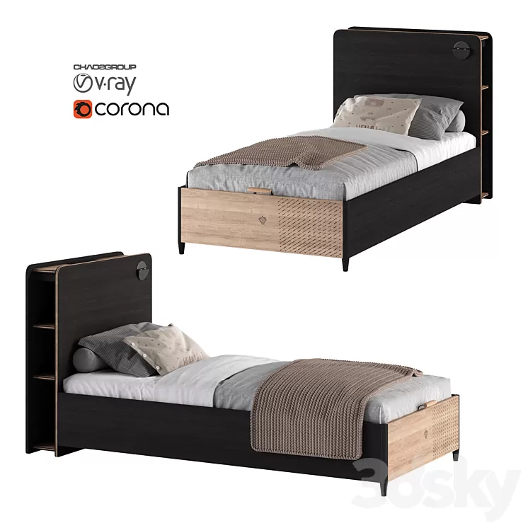 Single bed Cilek - Black 3D Model