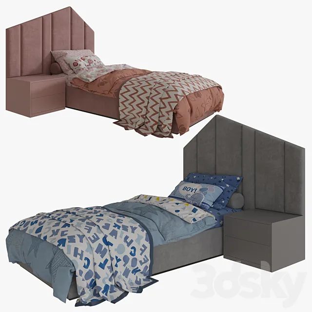 Single Beds 01 GIRLS and BOY 3DModel