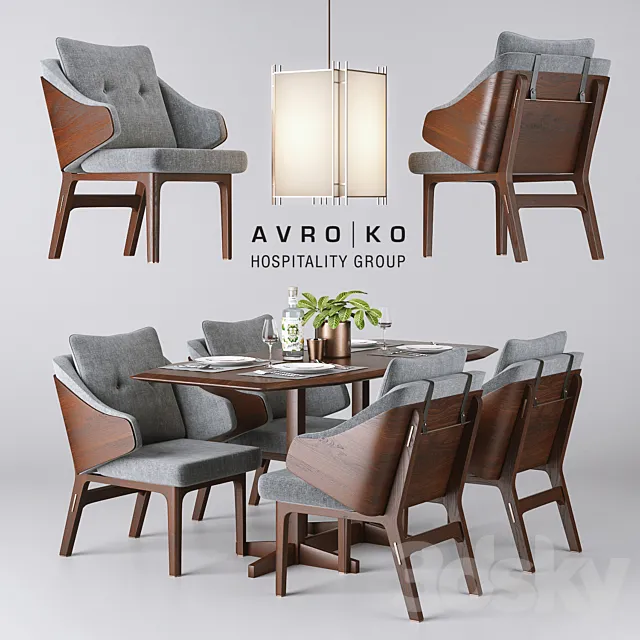 Single Thread Table And Chair - AvroKo 3DModel