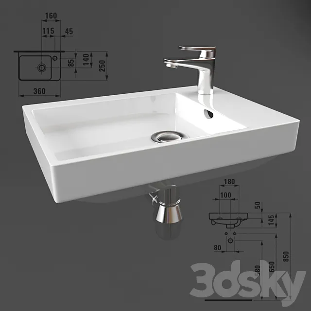 Sink 360 * 250 mm 3DModel