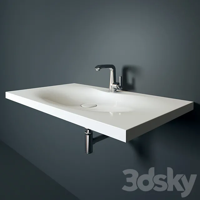Sink and faucet Bravat Waterfall F173107C 3DModel
