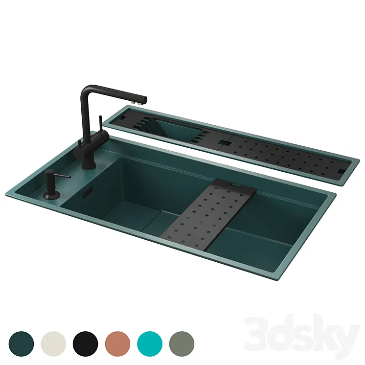 Sink and mixer Omoikiri Kinaru Pro 86-U\/I 3D Model Free Download