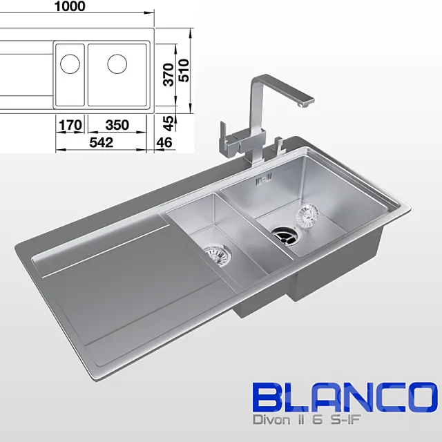 Sink BLANCO + mixer 3D Model