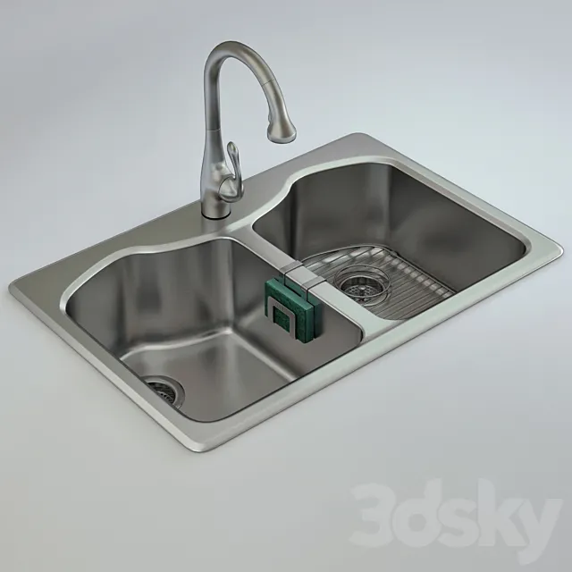 Sink Kohler K-3842-4 mixer Hansgrohe Allegro E Gourmet 3D Model