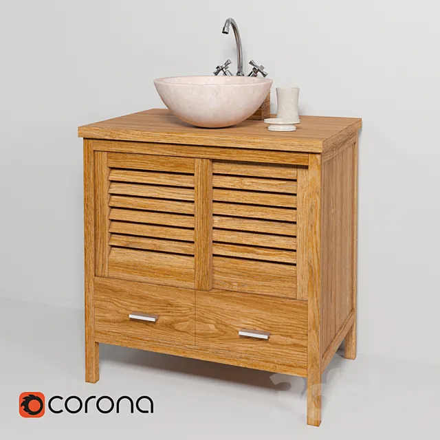 Sink made of natural marble Teak House Round White. Black. Onyx. cupboard under the sink Lombok 110 mixer Lemark LM2504C 3DModel