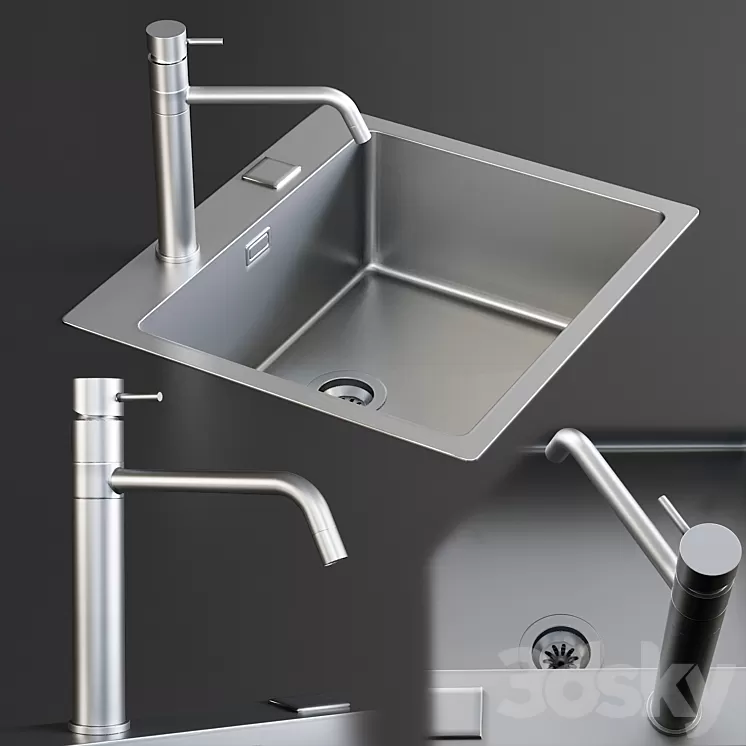 Sink Mira Mixer Inox 3D Model