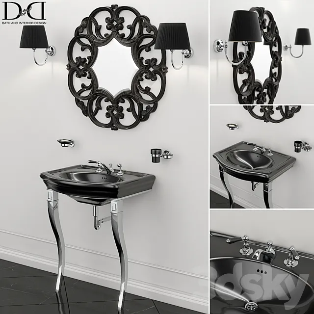 Sink NEW ETOILE (MARLENE CONSOLE) and Mirror BLACK AMELIE Devon Devon 3D Model