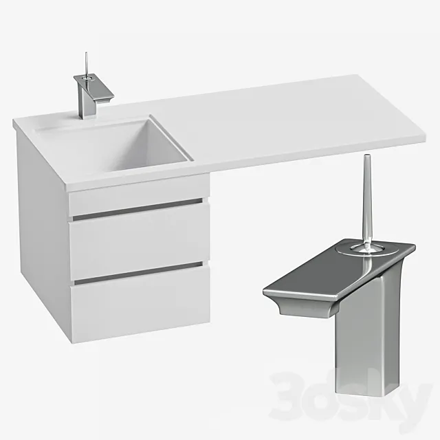 Sink over washing machine with cabinet SANTA 100 3D Model