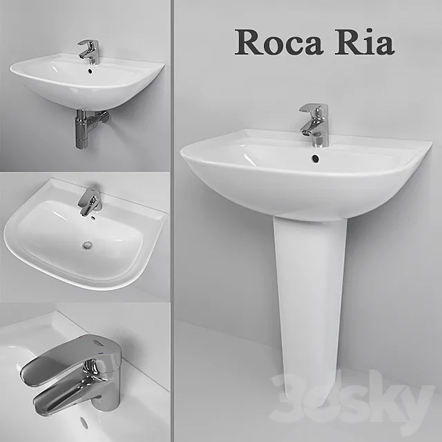 Sink Roca Ria mixer Grohe Eurosmart 3D Model