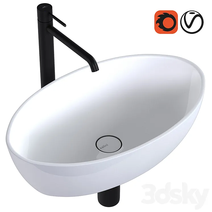 Sink Salini Alda 01 & faucet Noken Round by Porcelanosa 3D Model Free