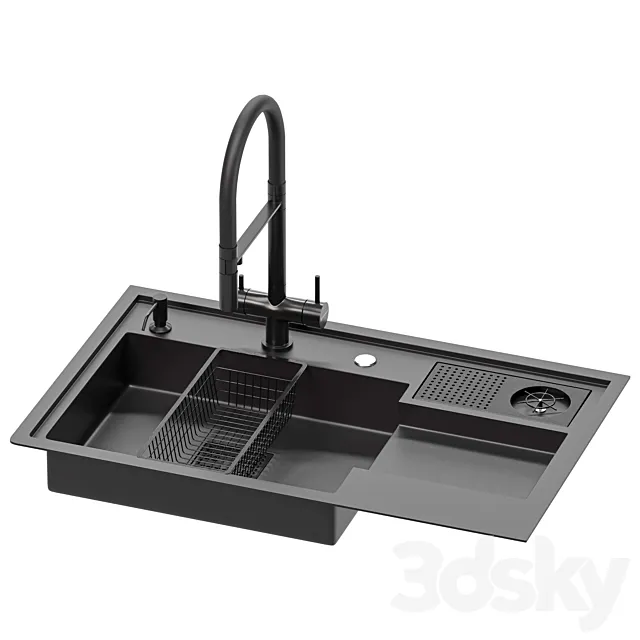 Sink Stainless Steel Cup Washer Sink Kitchen 3D Model