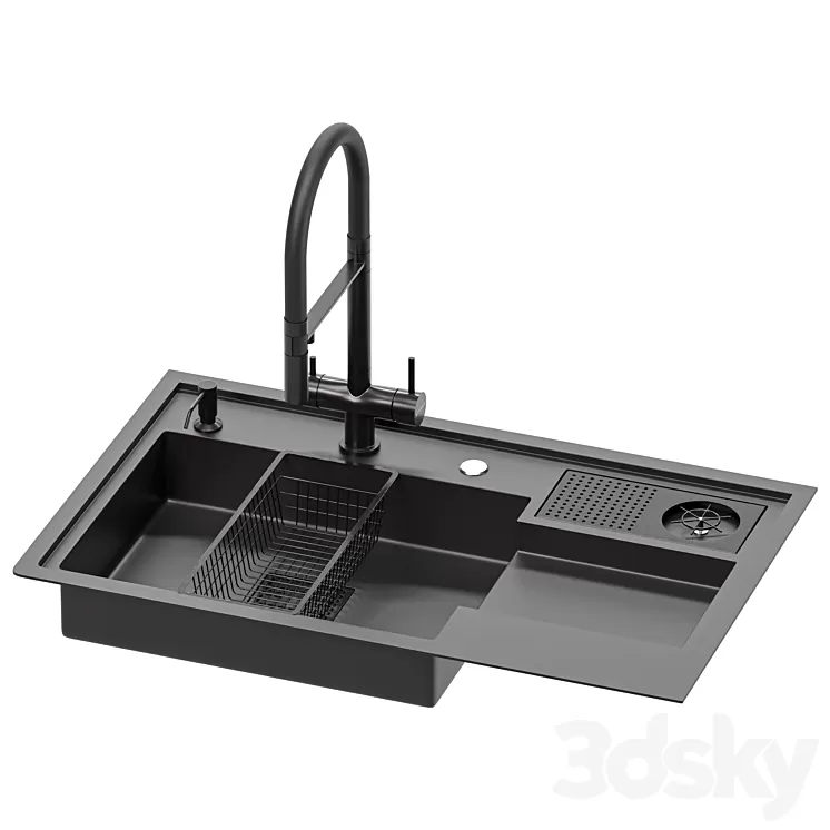 Sink Stainless Steel Cup Washer Sink Kitchen 3D Model Free