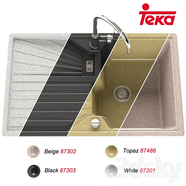 Sink Teka Cascad 45B TG Mixer Teka Teka IN 995 TG 3D Model