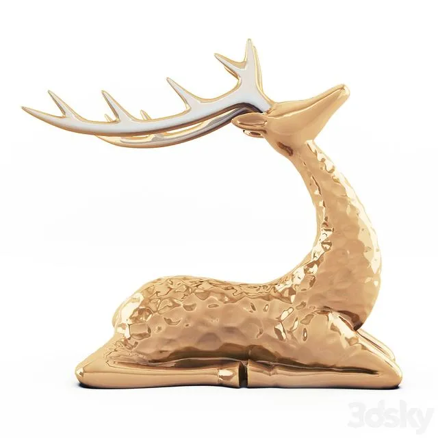 Sitting deer statuette Free Download