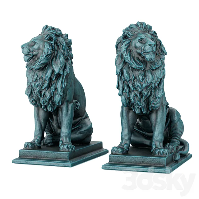 Sitting Lion sculpture Free Download