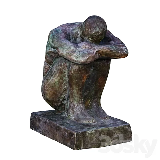 Sitting Man Sculpture 3D Model