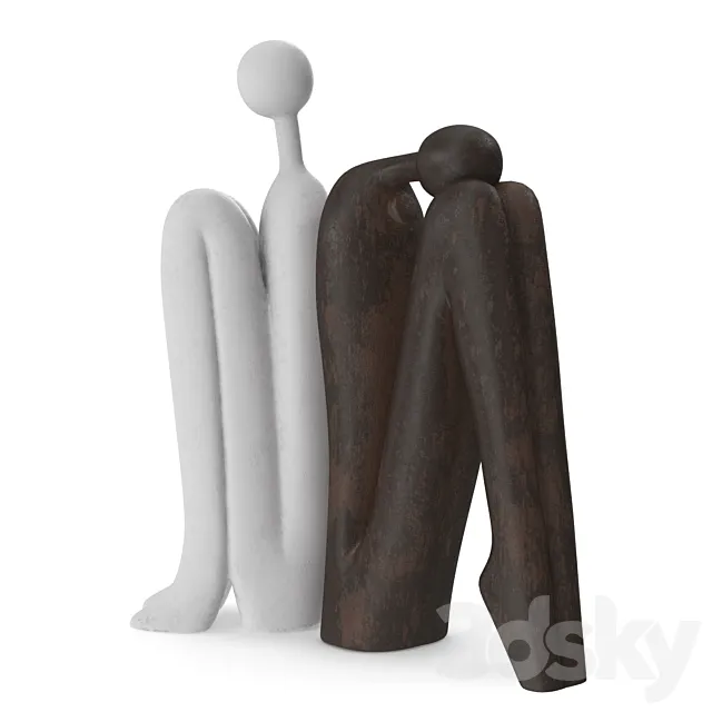 Sitting Stickman Figurine 3D Model