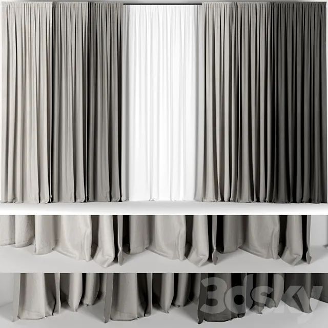 Six curtains in different colors 3DModel