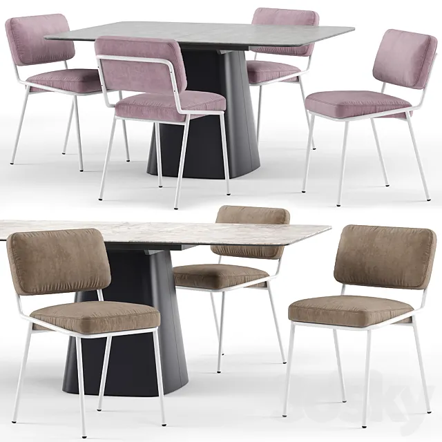 Sixty chair and Hey Gio extending table - connubia calligaris 3D Model