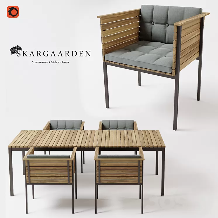 Skargaarden Haringe armchair + table 3D Model