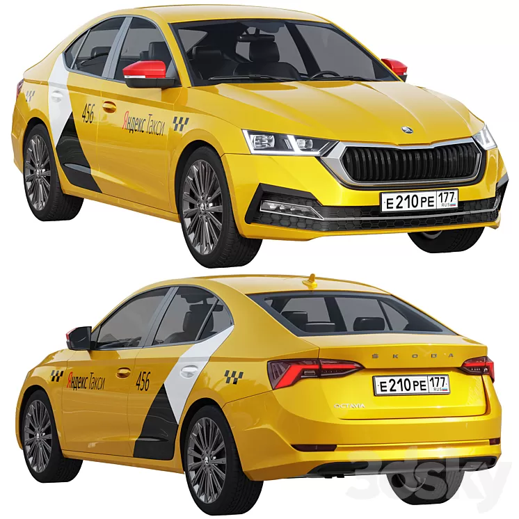 Skoda Octavia Taxi 3D Model Free