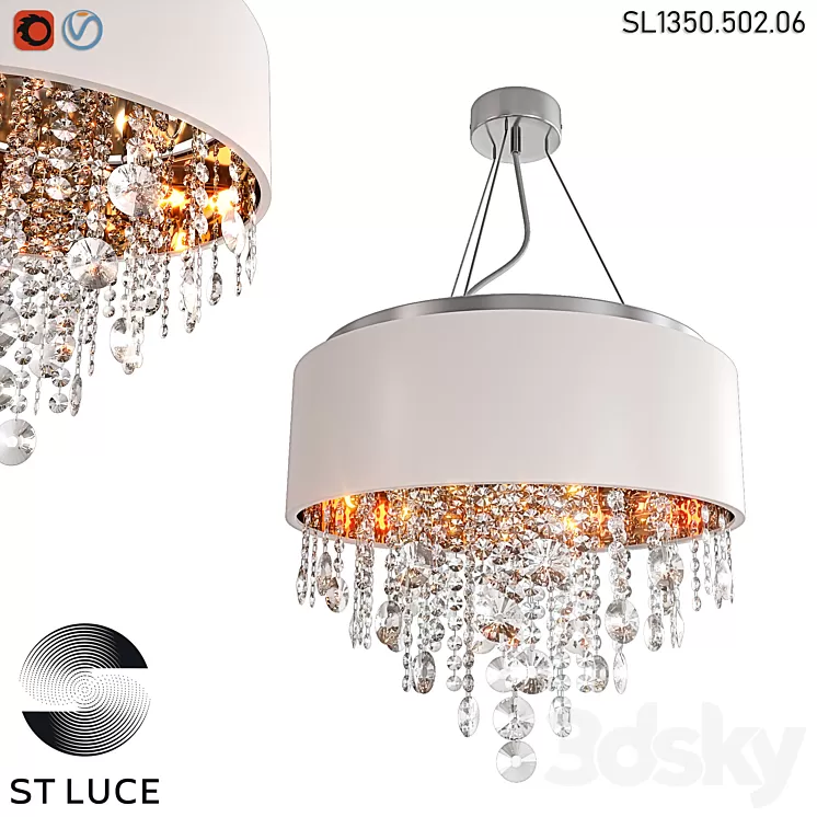 SL1350.502.06 Ceiling lamp ST-Luce Chrome/White Golden OM 3D Model